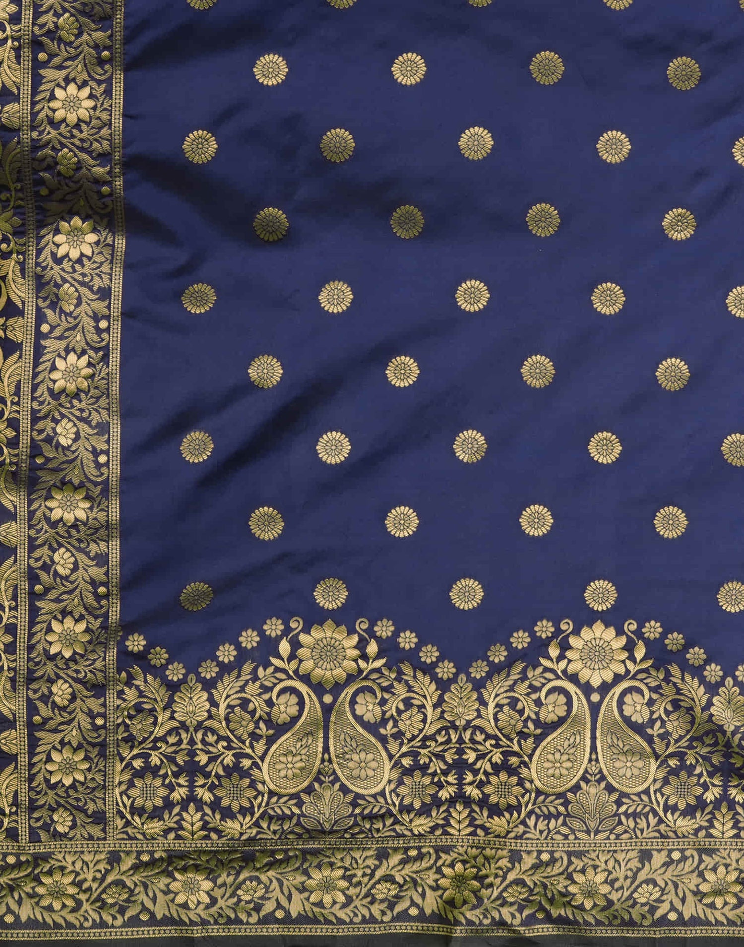 Blue Silk Blend Woven Banarasi Saree