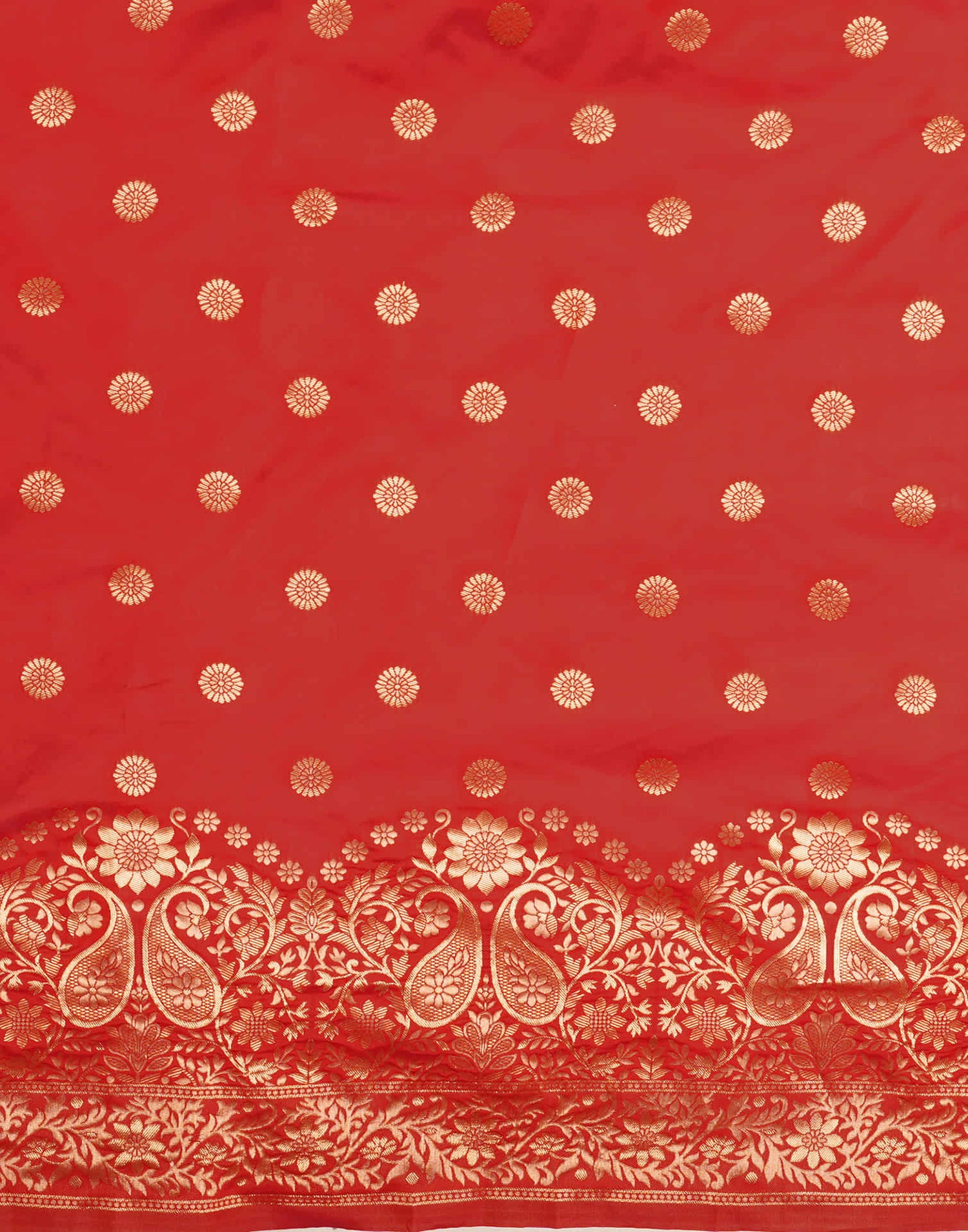 Red Silk Blend Woven Banarasi Saree