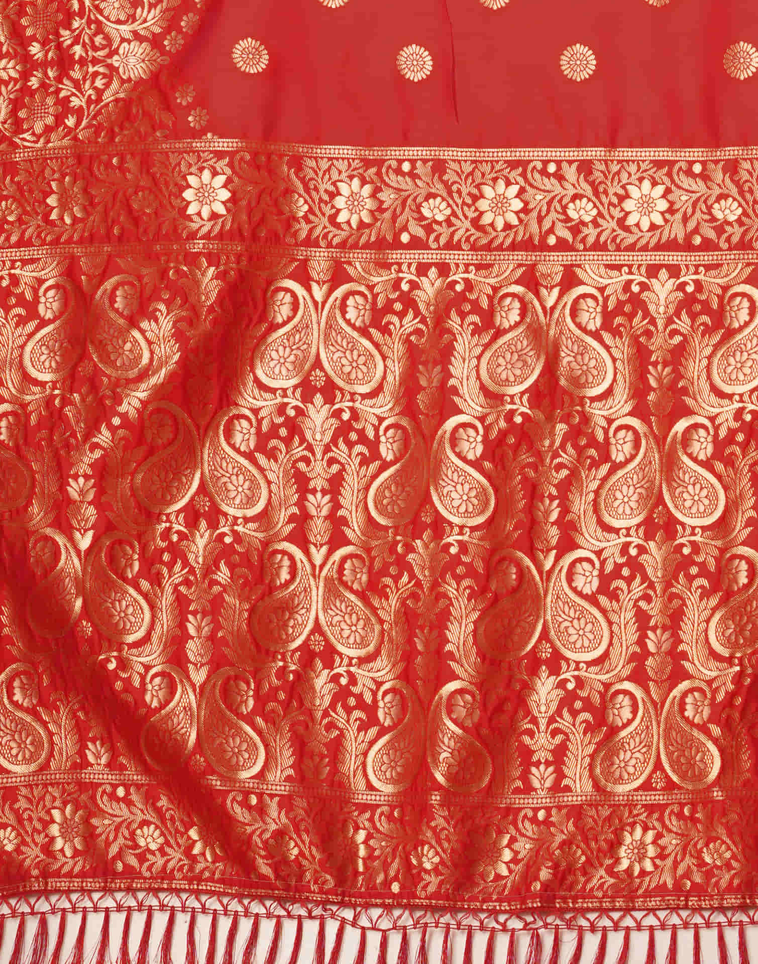 Red Silk Blend Woven Banarasi Saree