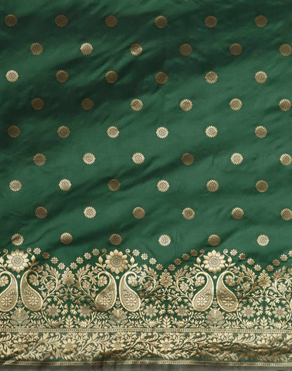 Green Silk Blend Woven Banarasi Saree