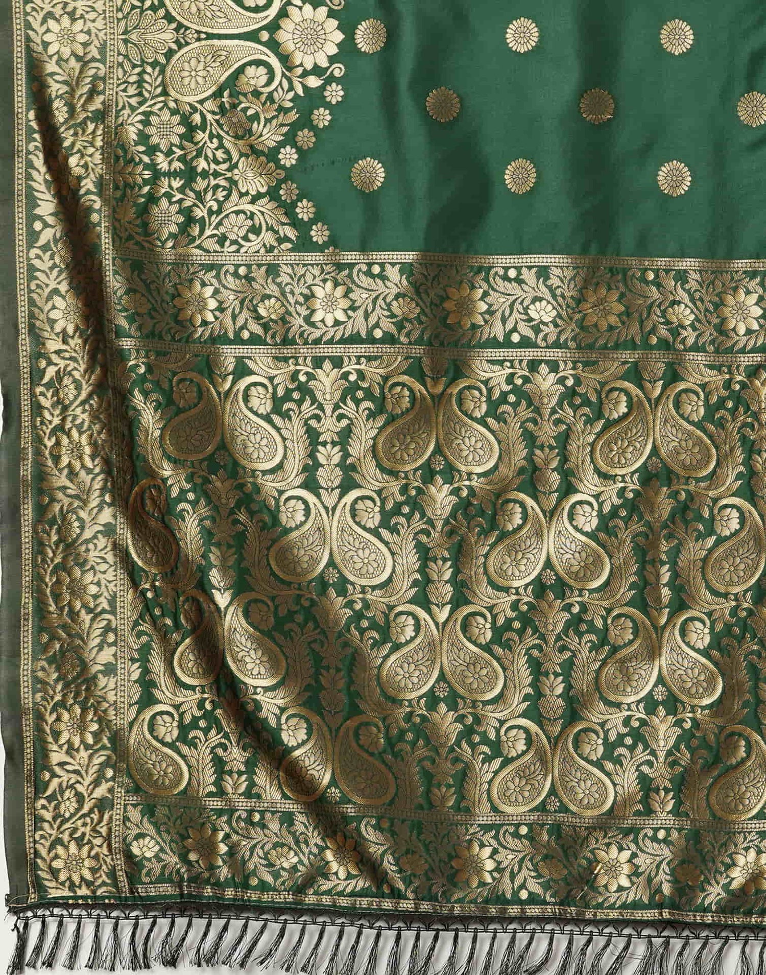 Green Silk Blend Woven Banarasi Saree