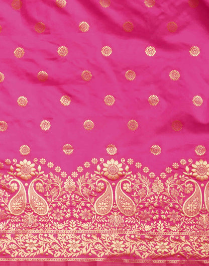 Pink Silk Blend Woven Banarasi Saree