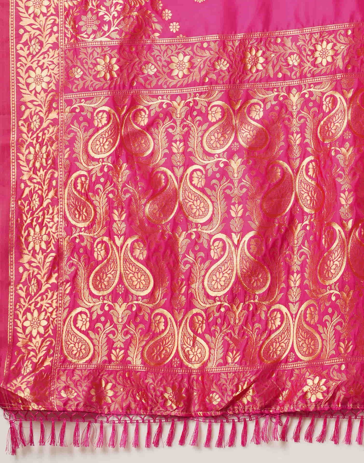 Pink Silk Blend Woven Banarasi Saree