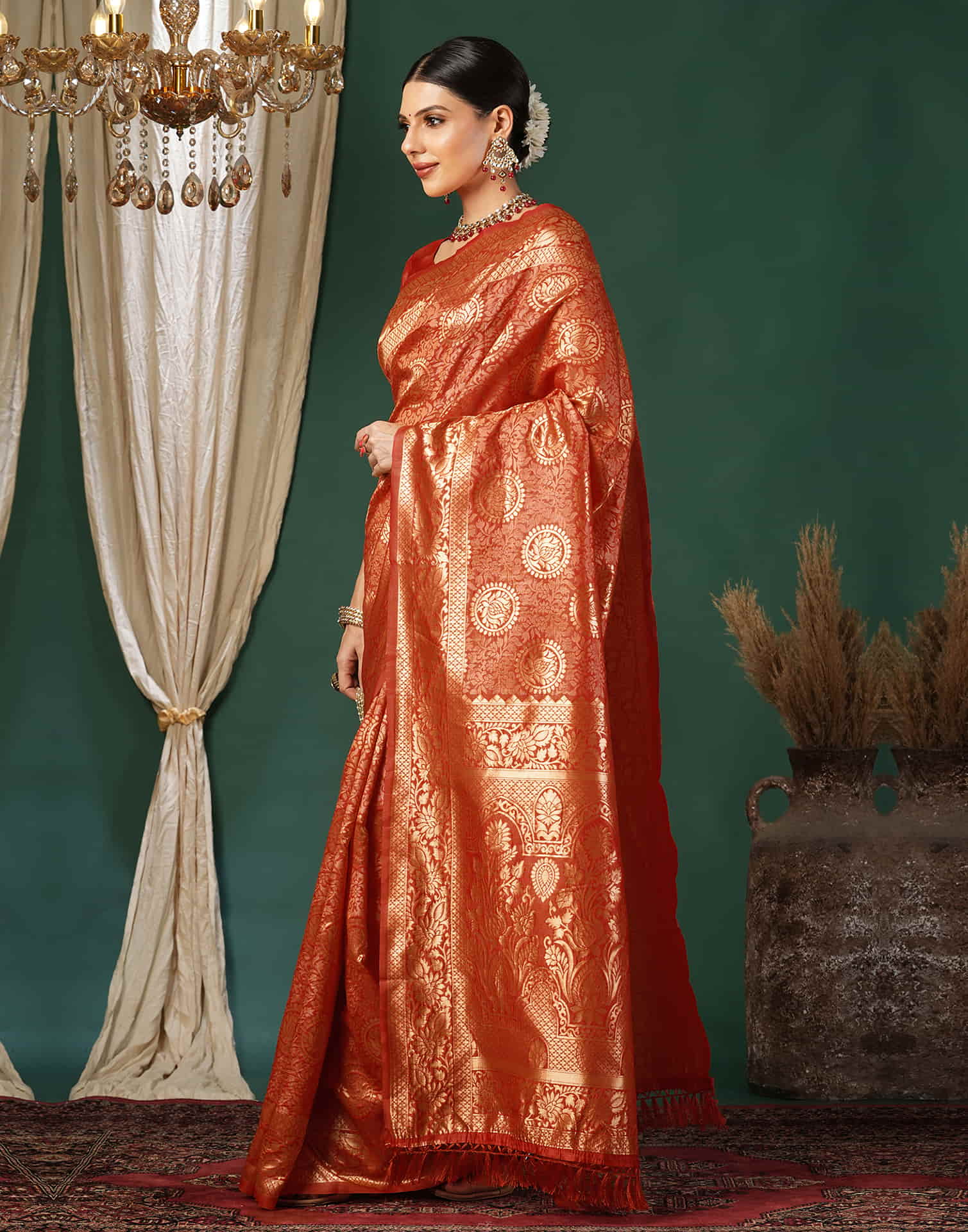 Red Silk Weaving Banarasi Saree