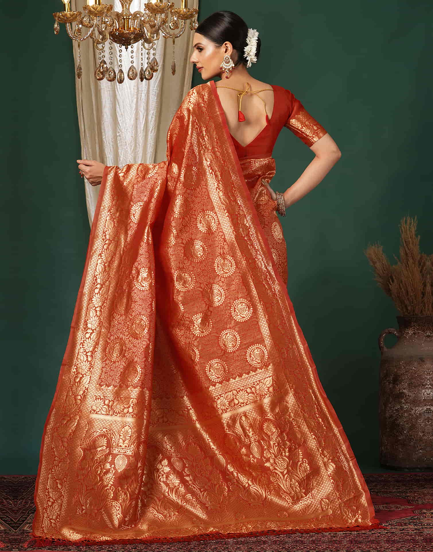 Red Silk Weaving Banarasi Saree