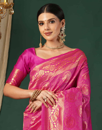 Magenta Silk Weaving Banarasi Saree