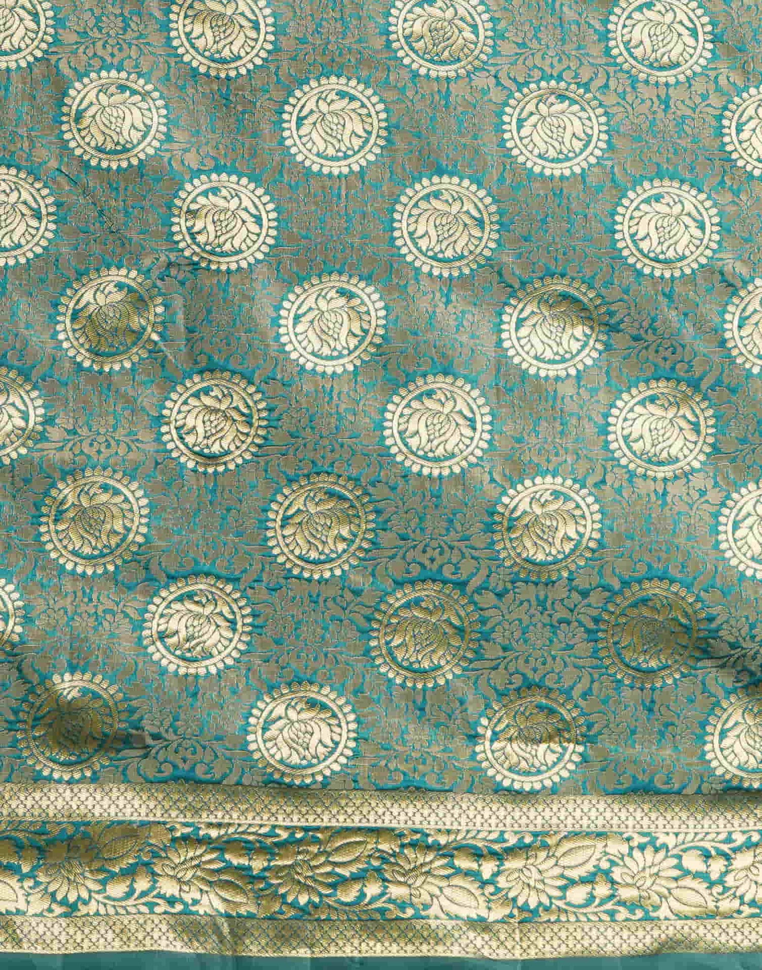 Teal Green Silk Weaving Banarasi Saree