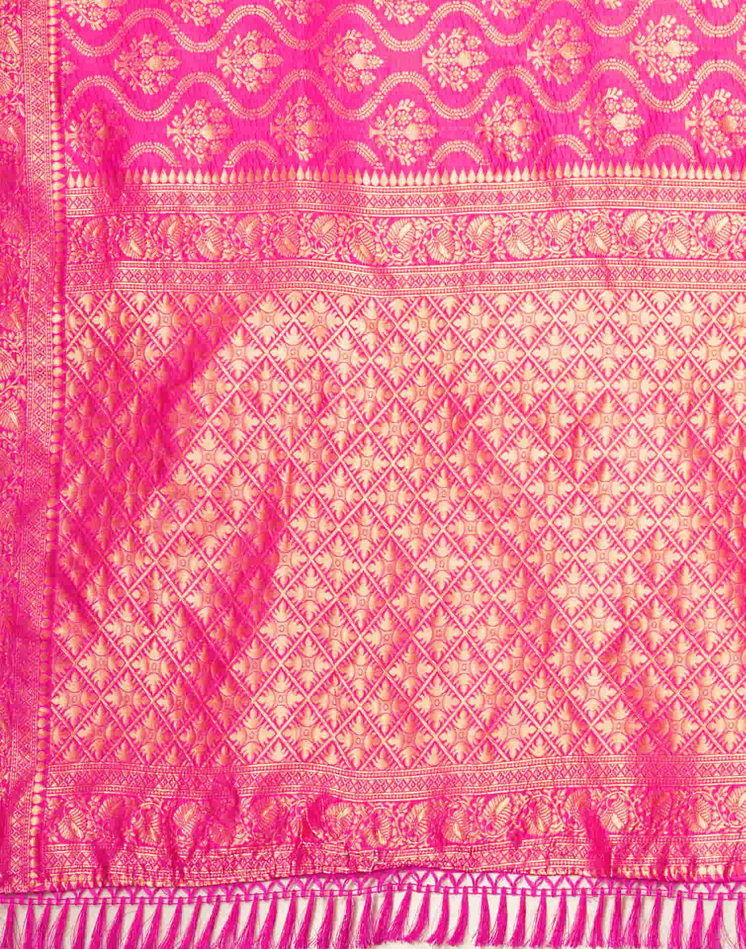 Rani Pink Silk Woven Banarasi Saree