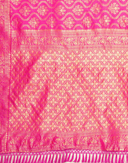 Pink Silk Blend Woven Banarasi Saree