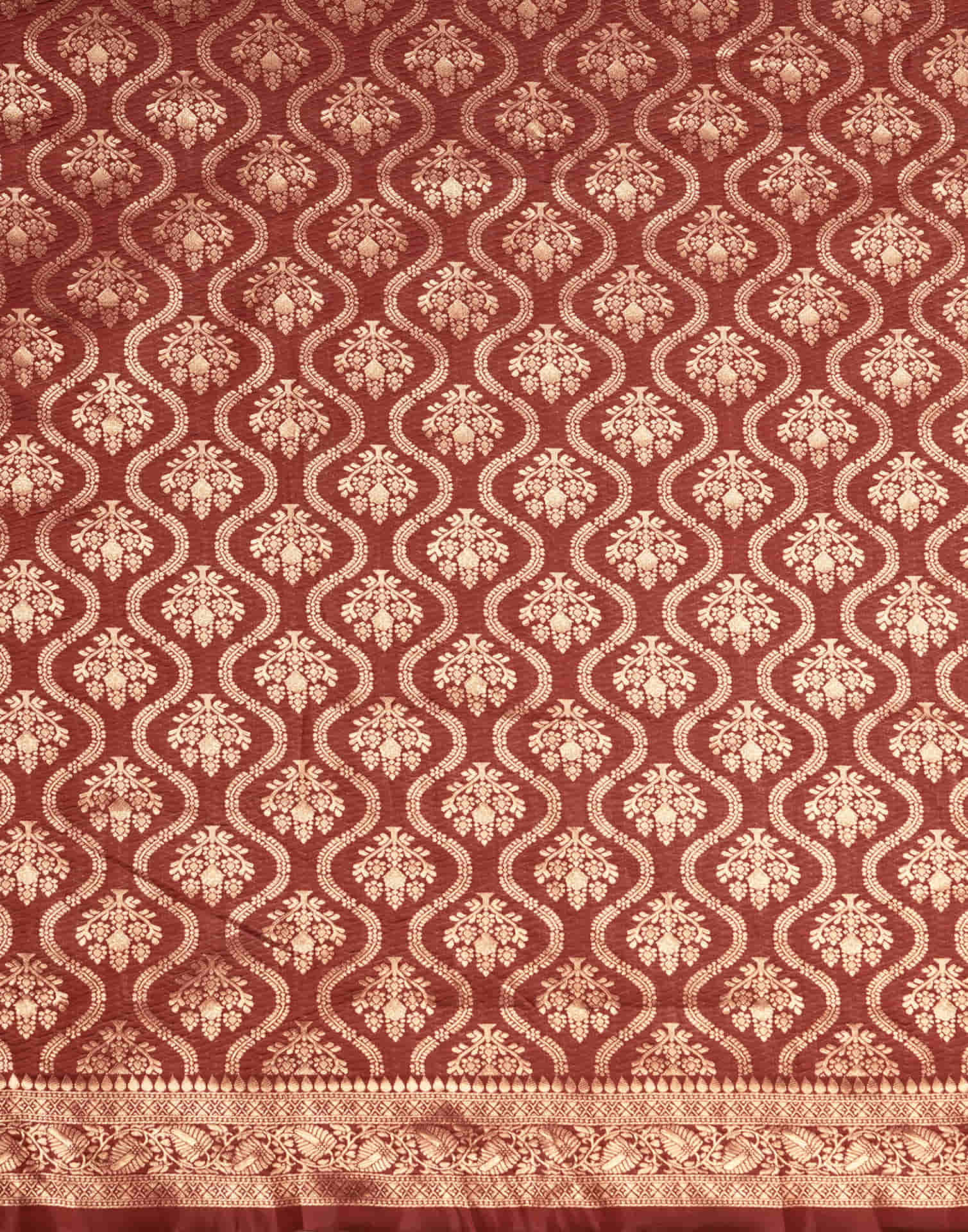 Maroon Silk Blend Woven Banarasi Saree