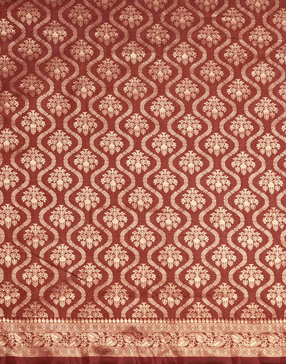 Maroon Silk Blend Woven Banarasi Saree