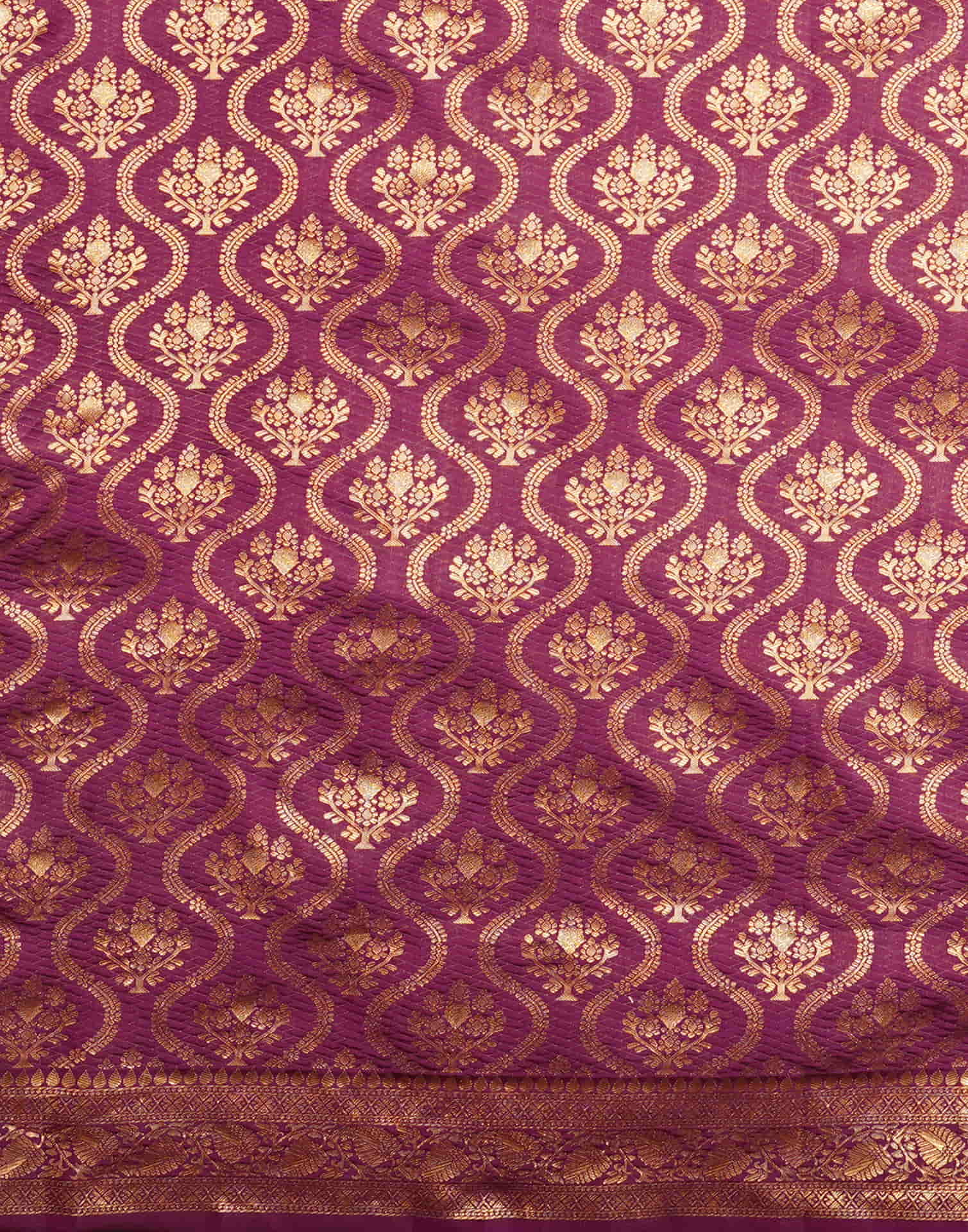 Purple Silk Blend Woven Banarasi Saree