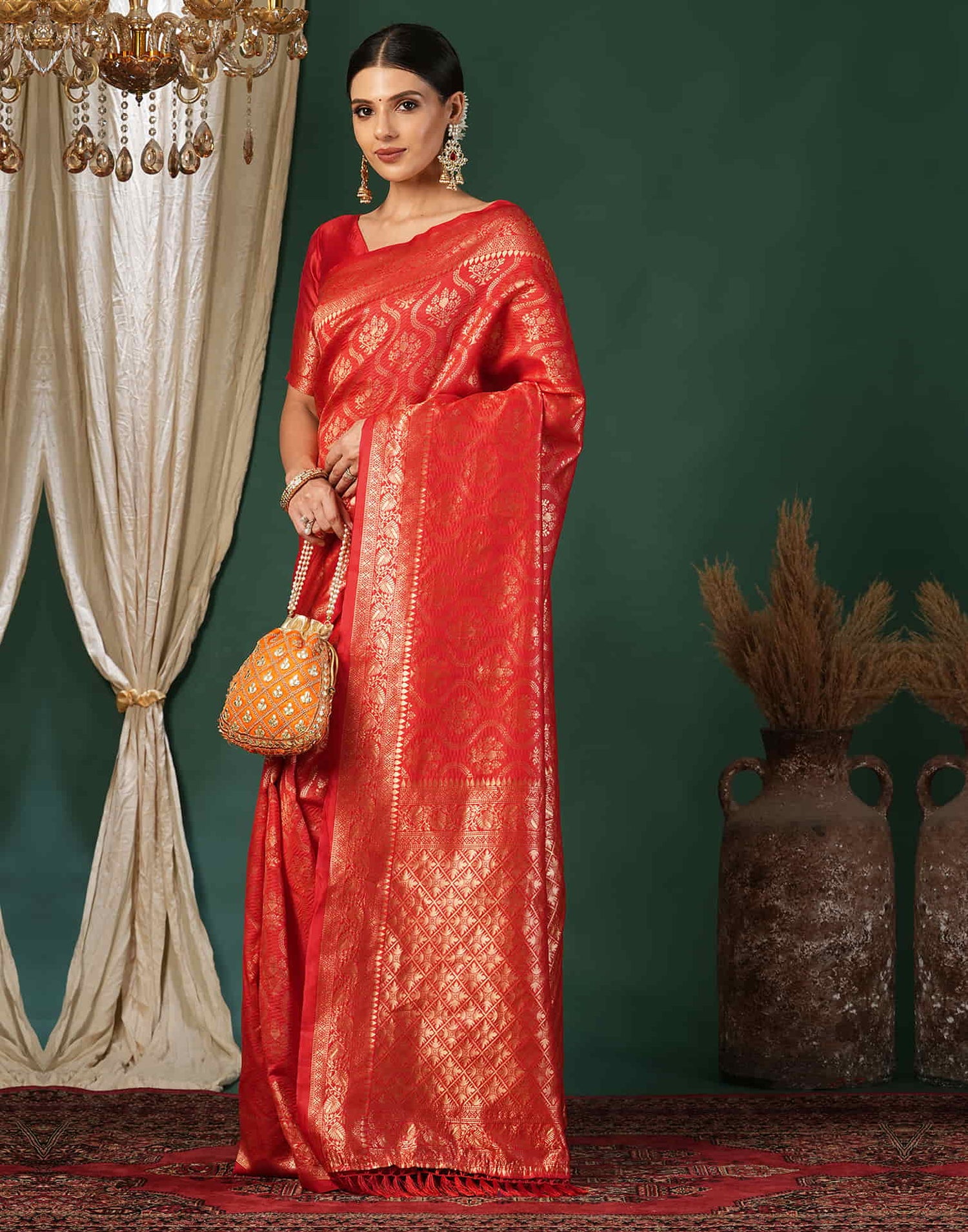 Red Silk Woven Banarasi Saree