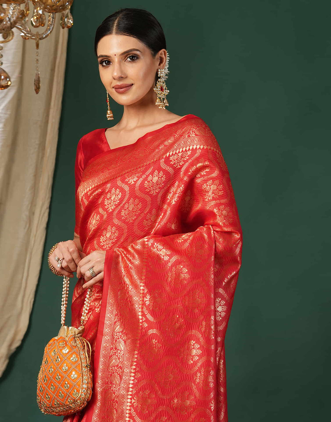 Red Silk Woven Banarasi Saree