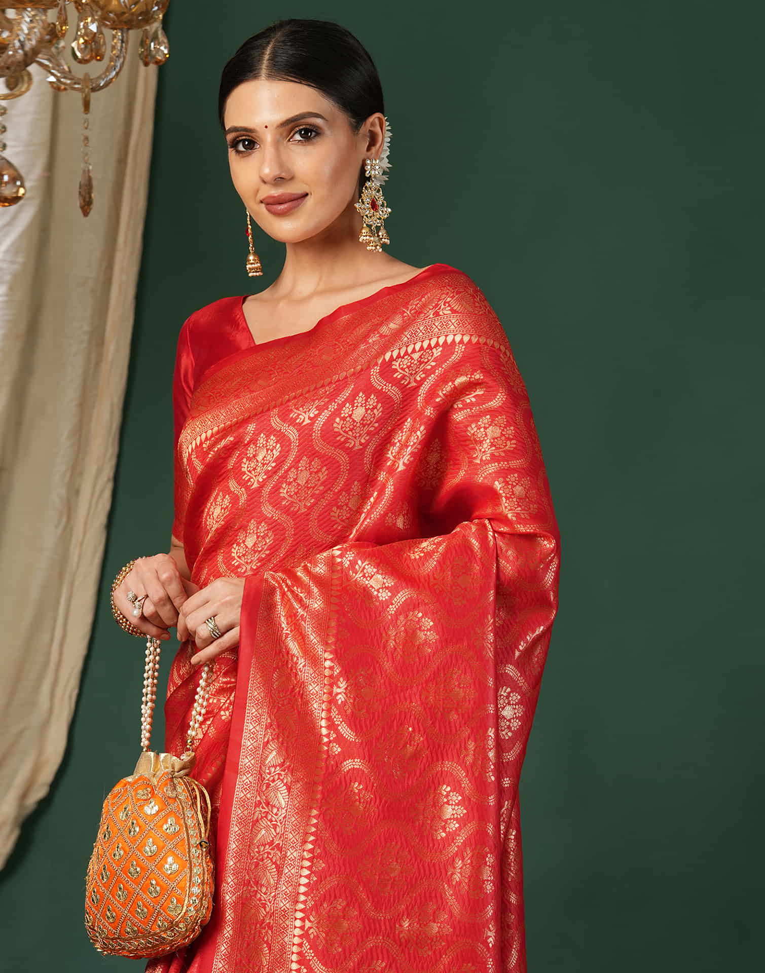 Red Silk Woven Banarasi Saree