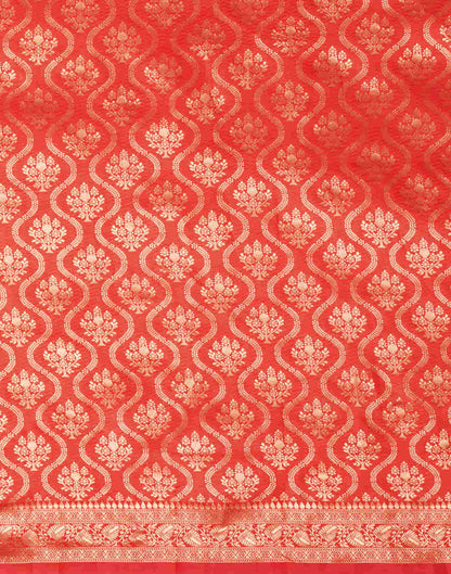 Red Silk Blend Woven Banarasi Saree