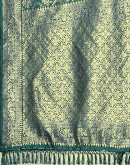 Green Silk Blend Woven Banarasi Saree