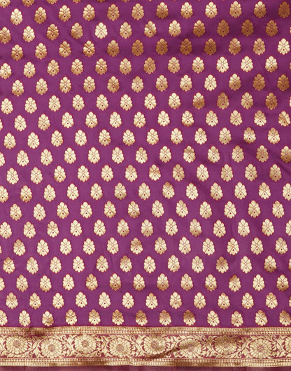 Purple Silk Blend Woven Banarasi Saree