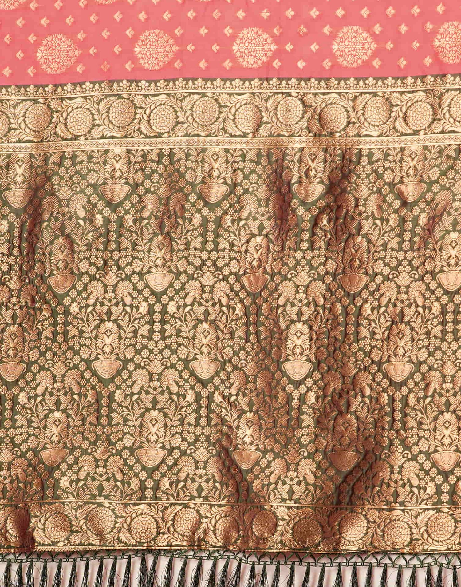 Pink Silk Blend Woven Banarasi Saree