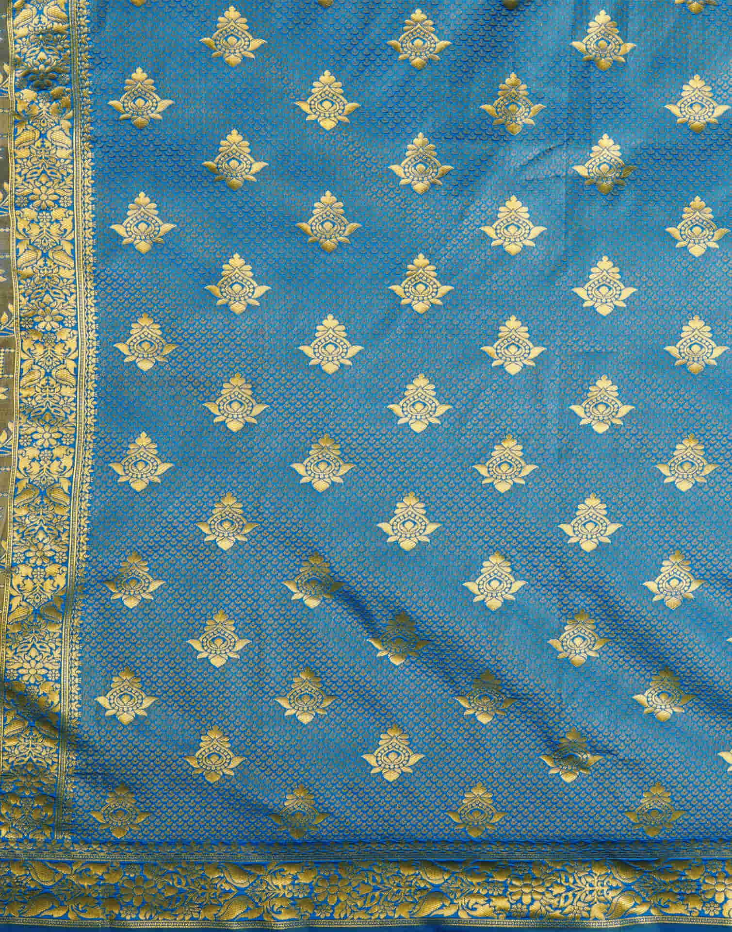 Blue Silk Blend Woven Banarasi Saree