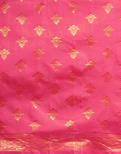 Pink Silk Blend Woven Banarasi Saree