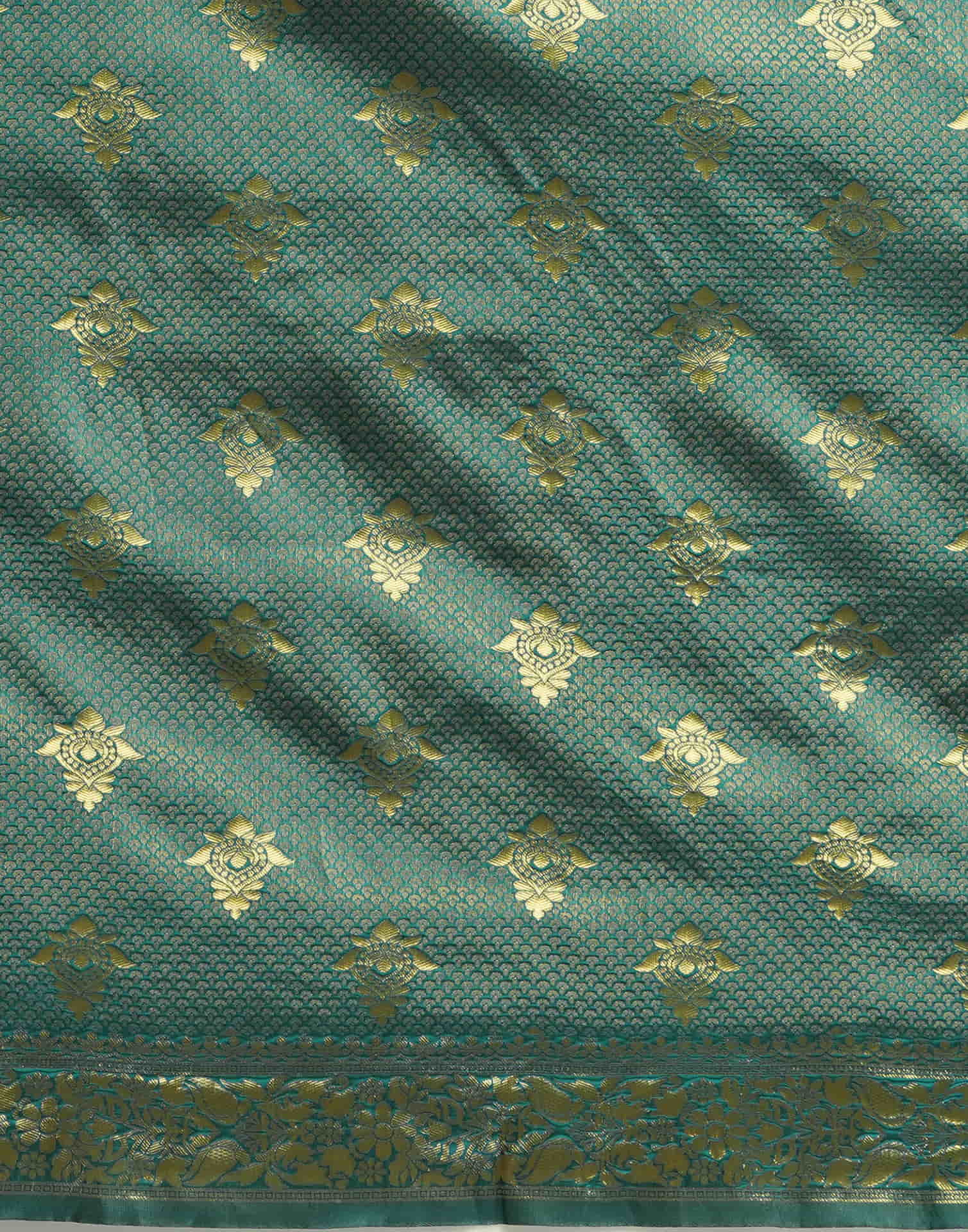 Green Silk Blend Woven Banarasi Saree