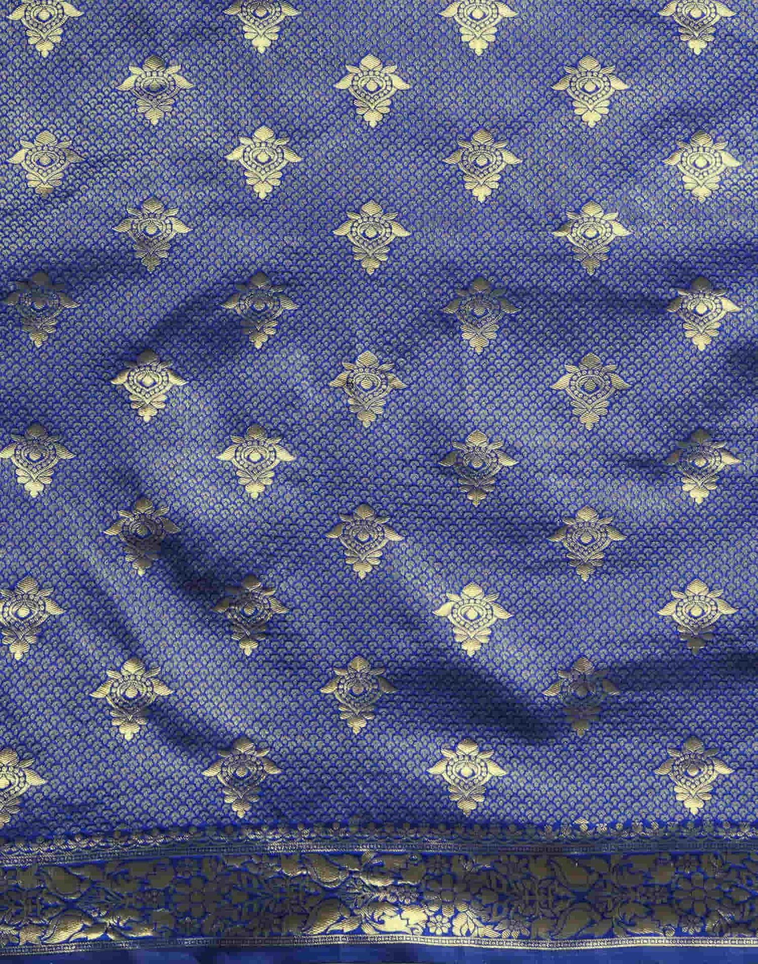 Blue Silk Blend Woven Banarasi Saree