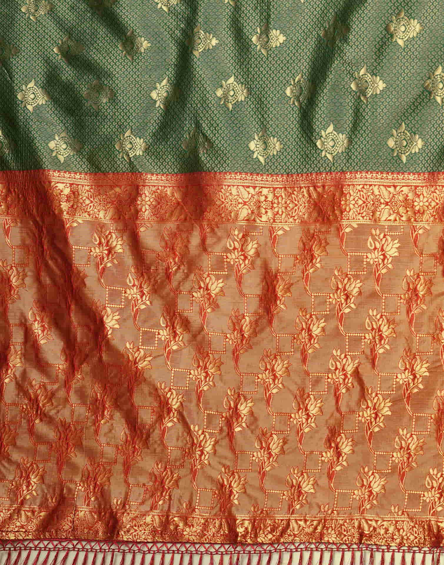 Dark Green Silk Weaving Banarasi Saree