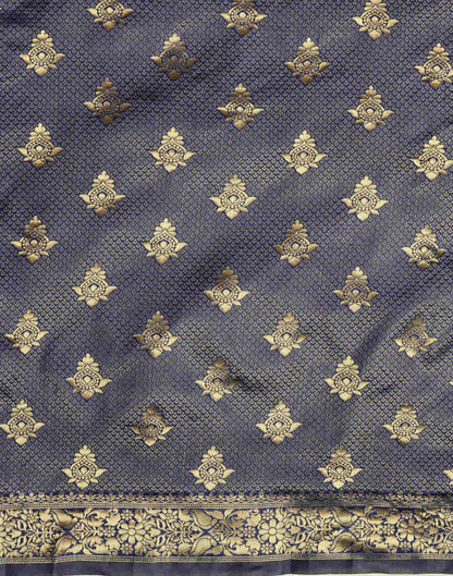 Blue Silk Blend Woven Banarasi Saree