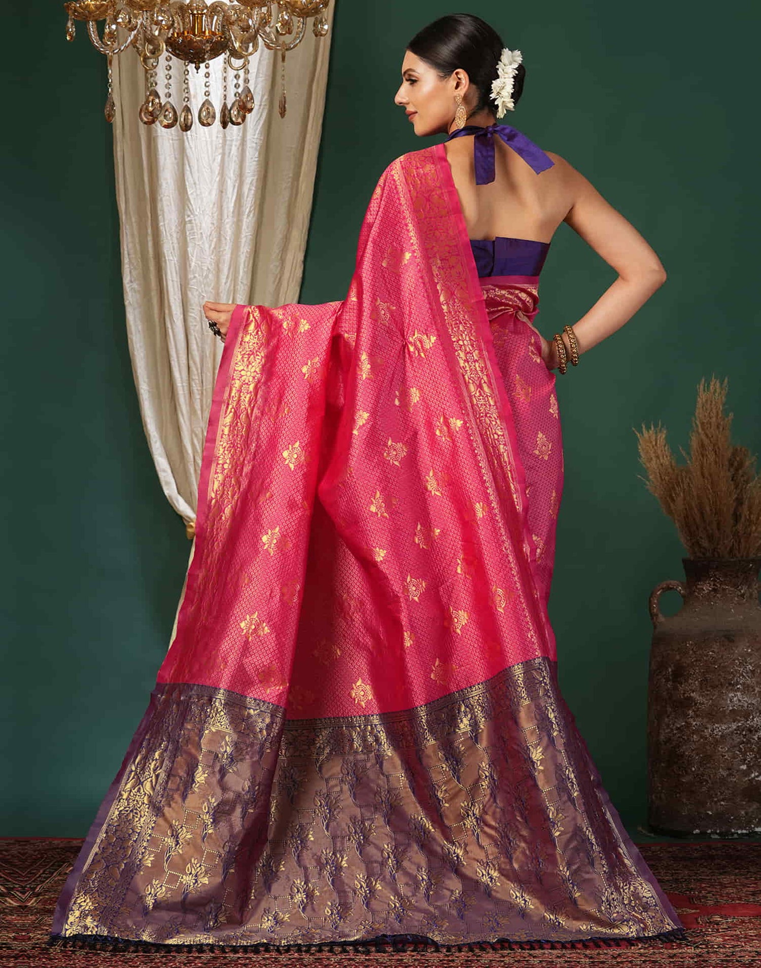 Magenta Silk Weaving Banarasi Saree