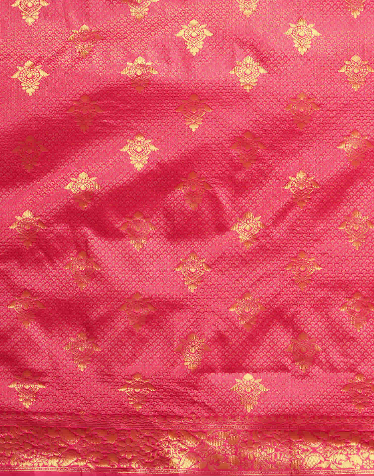 Pink Silk Blend Woven Banarasi Saree