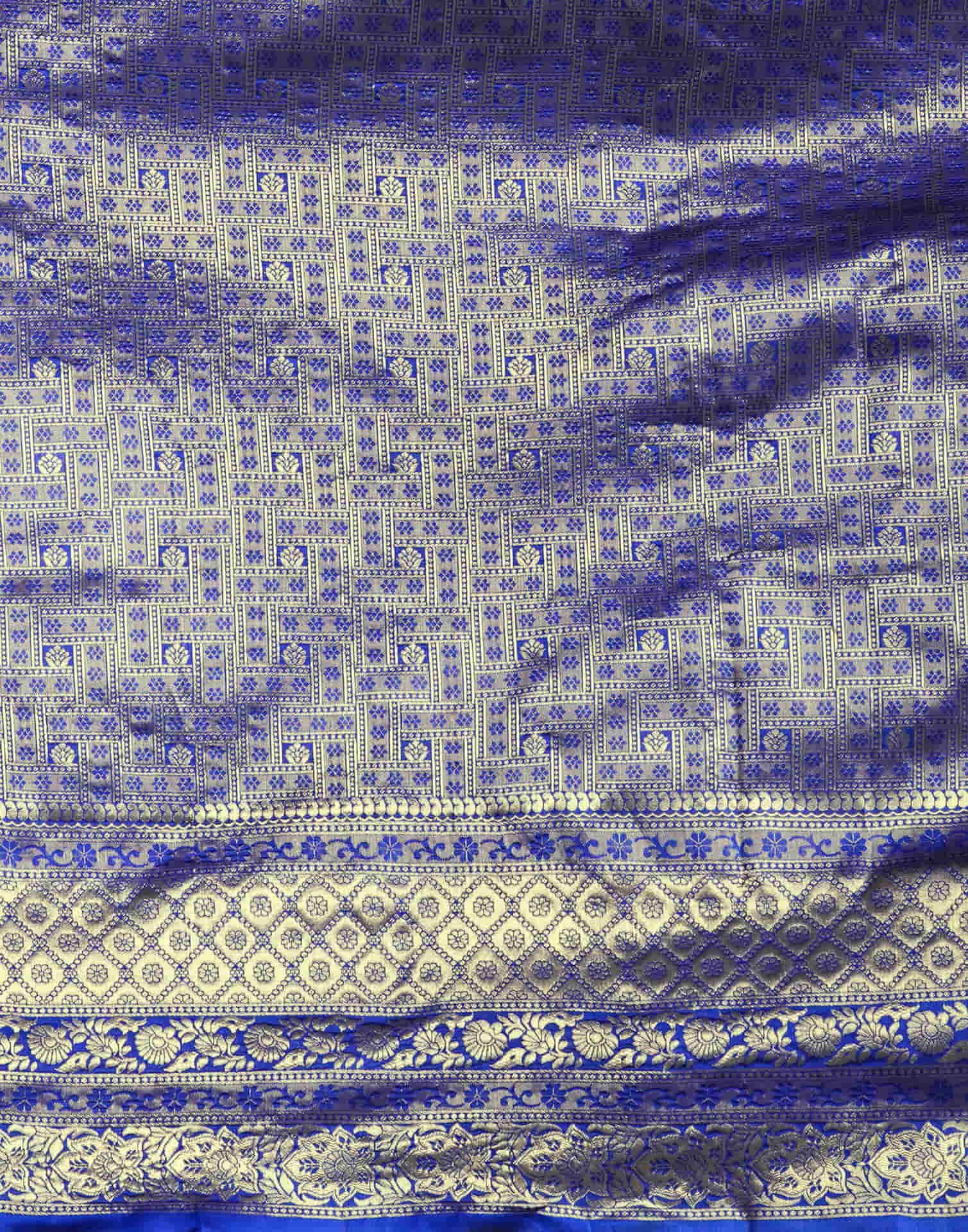 Blue Silk Blend Woven Banarasi Saree