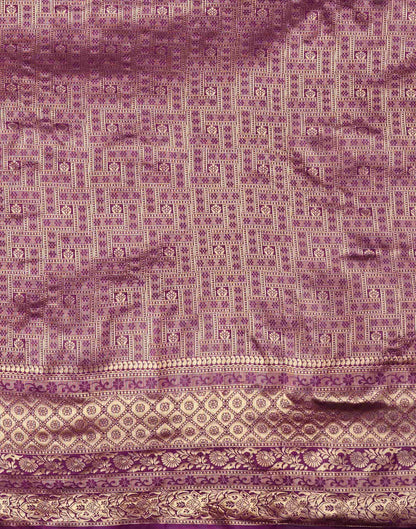 Purple Silk Blend Woven Banarasi Saree