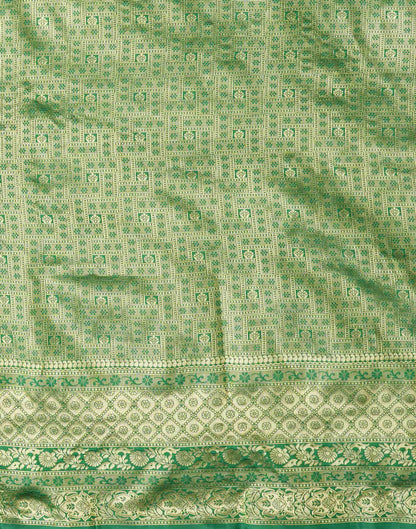 Green Silk Blend Woven Banarasi Saree