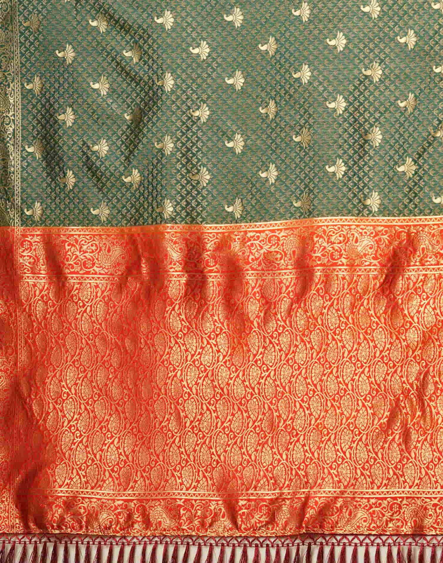 Dark Green Silk Woven Banarasi Saree