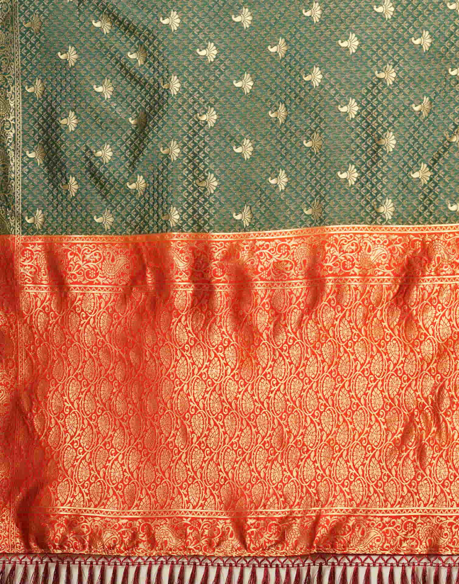 Dark Green Silk Woven Banarasi Saree