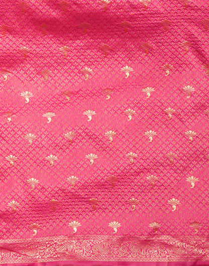 Pink Silk Blend Woven Banarasi Saree