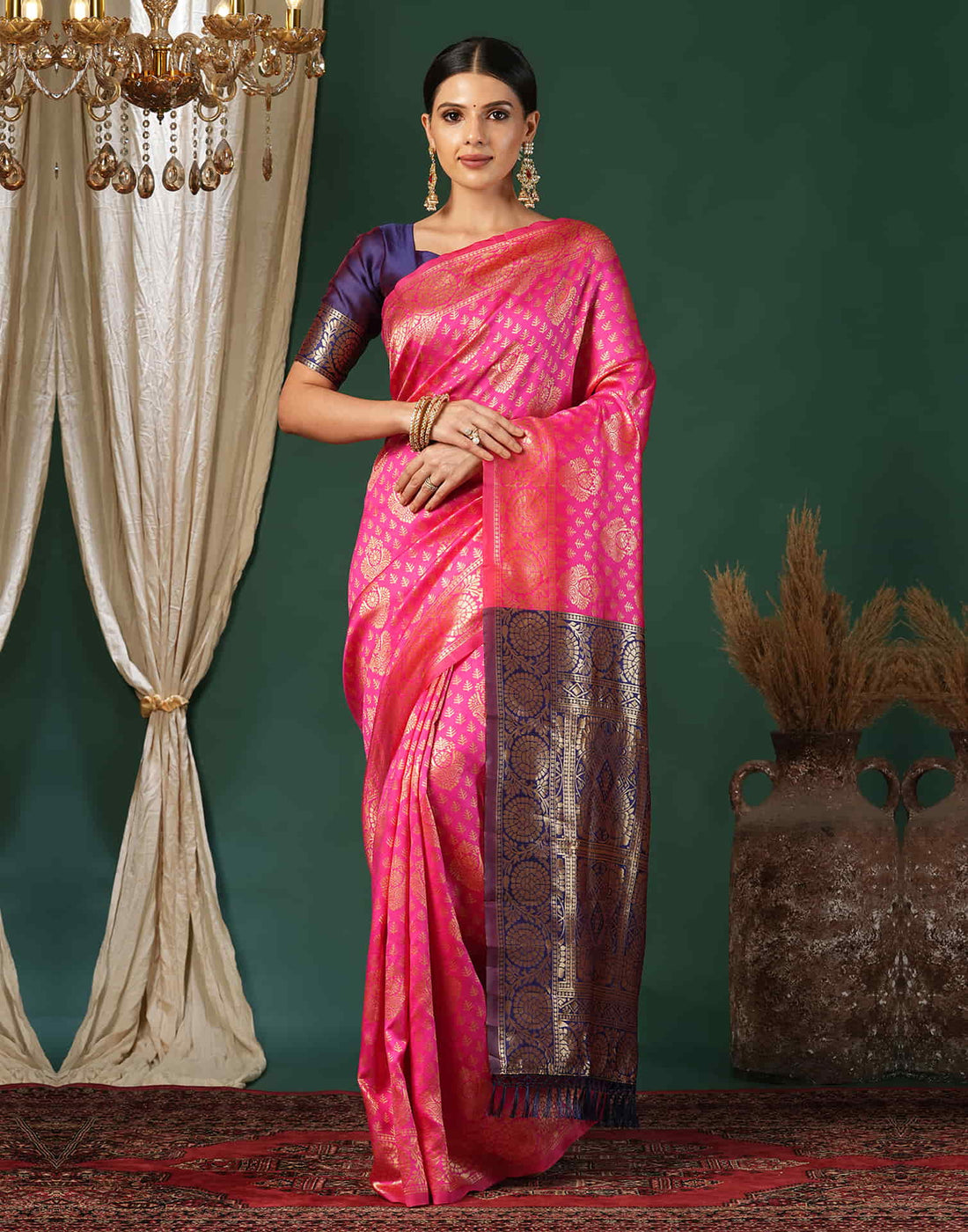 Magenta Silk Weaving Banarasi Saree