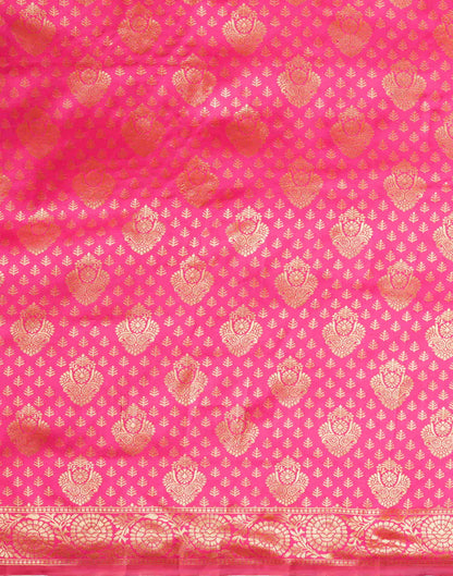 Pink Silk Blend Woven Banarasi Saree