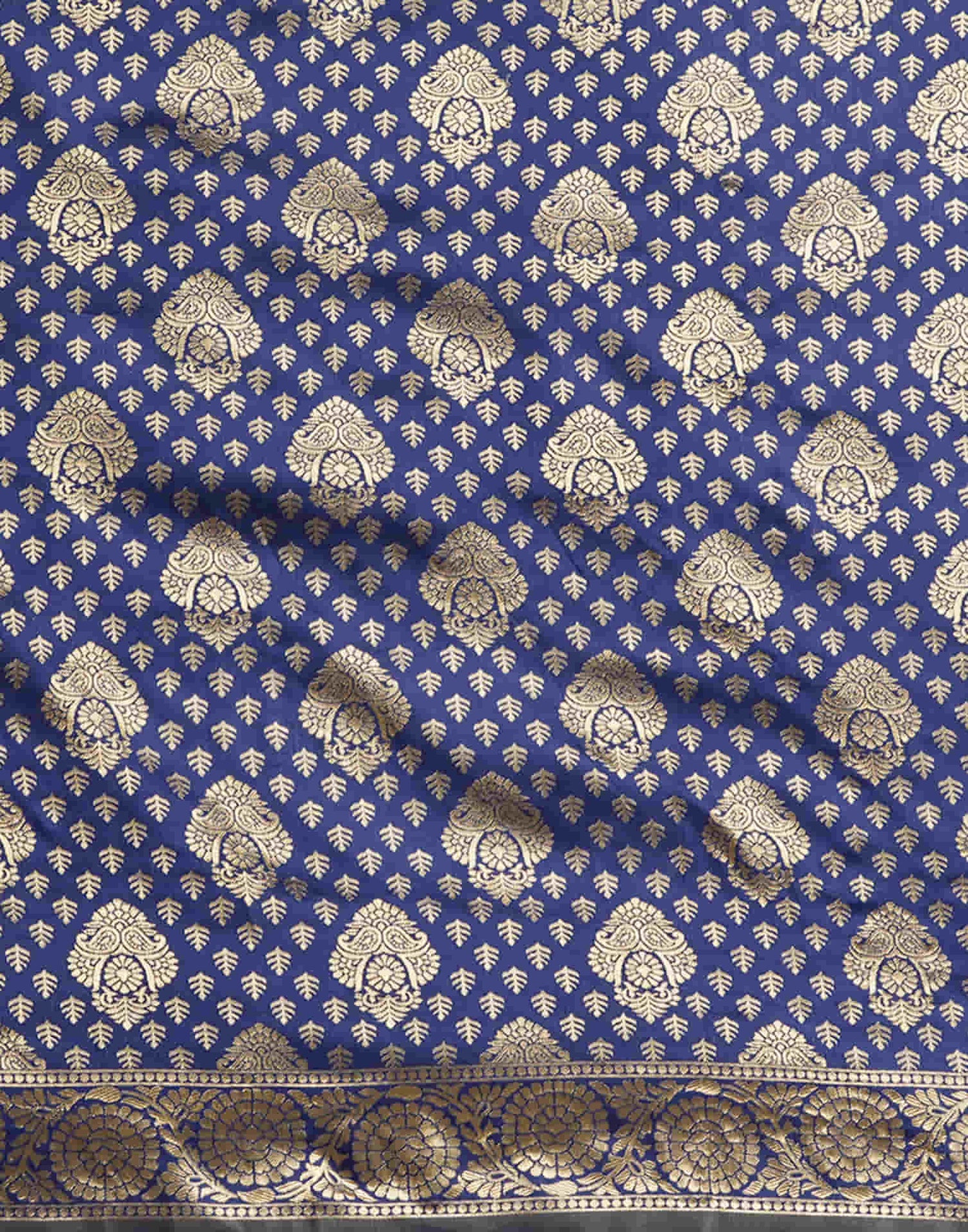 Blue Silk Blend Woven Banarasi Saree