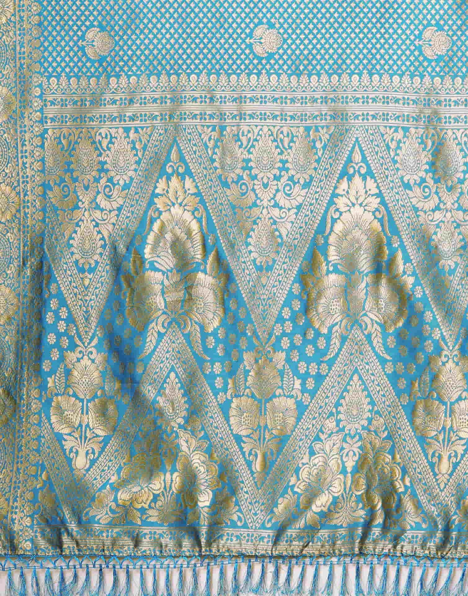 Blue Silk Blend Woven Banarasi Saree