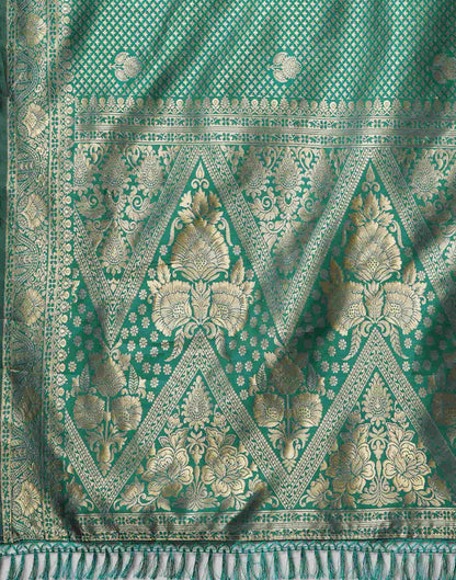 Green Silk Blend Woven Banarasi Saree