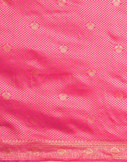 Pink Silk Blend Woven Banarasi Saree