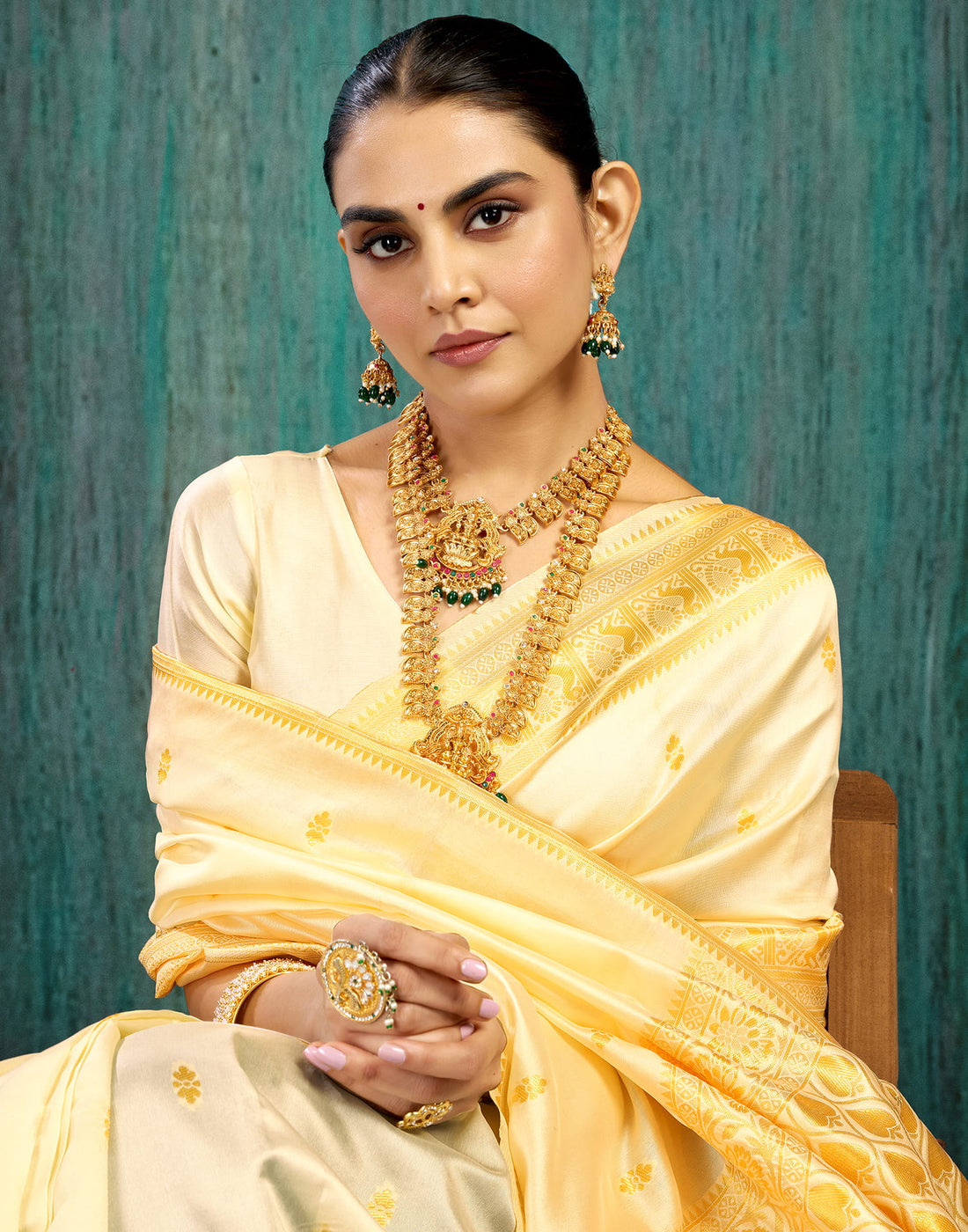 White Silk Blend Woven Saree