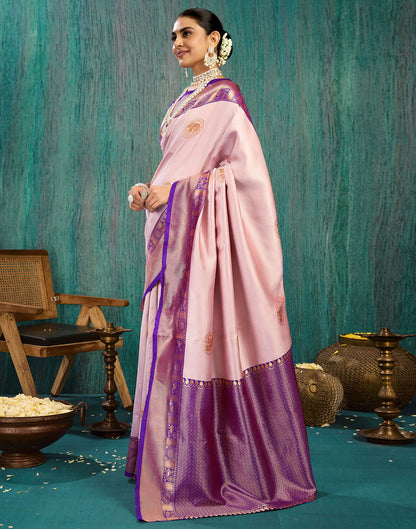 Light Mauve Silk Weaving Kanjivaram Saree