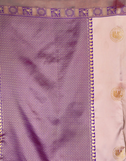 Light Mauve Silk Weaving Kanjivaram Saree