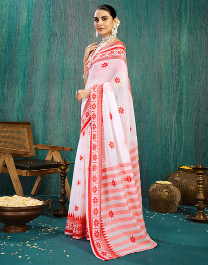 White Silk Blend Woven Kanjivaram Saree