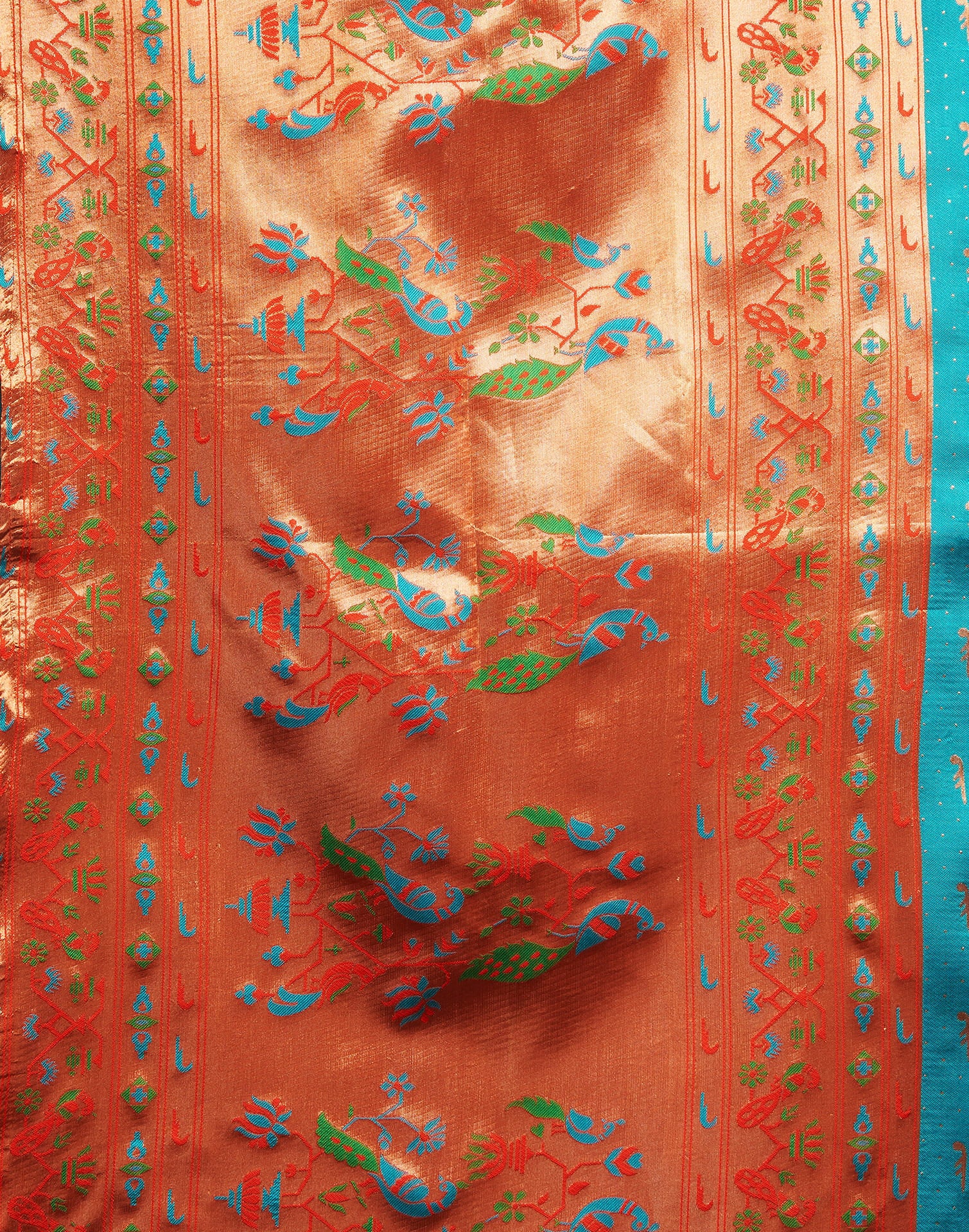 Turquoise Silk Woven Paithani Saree