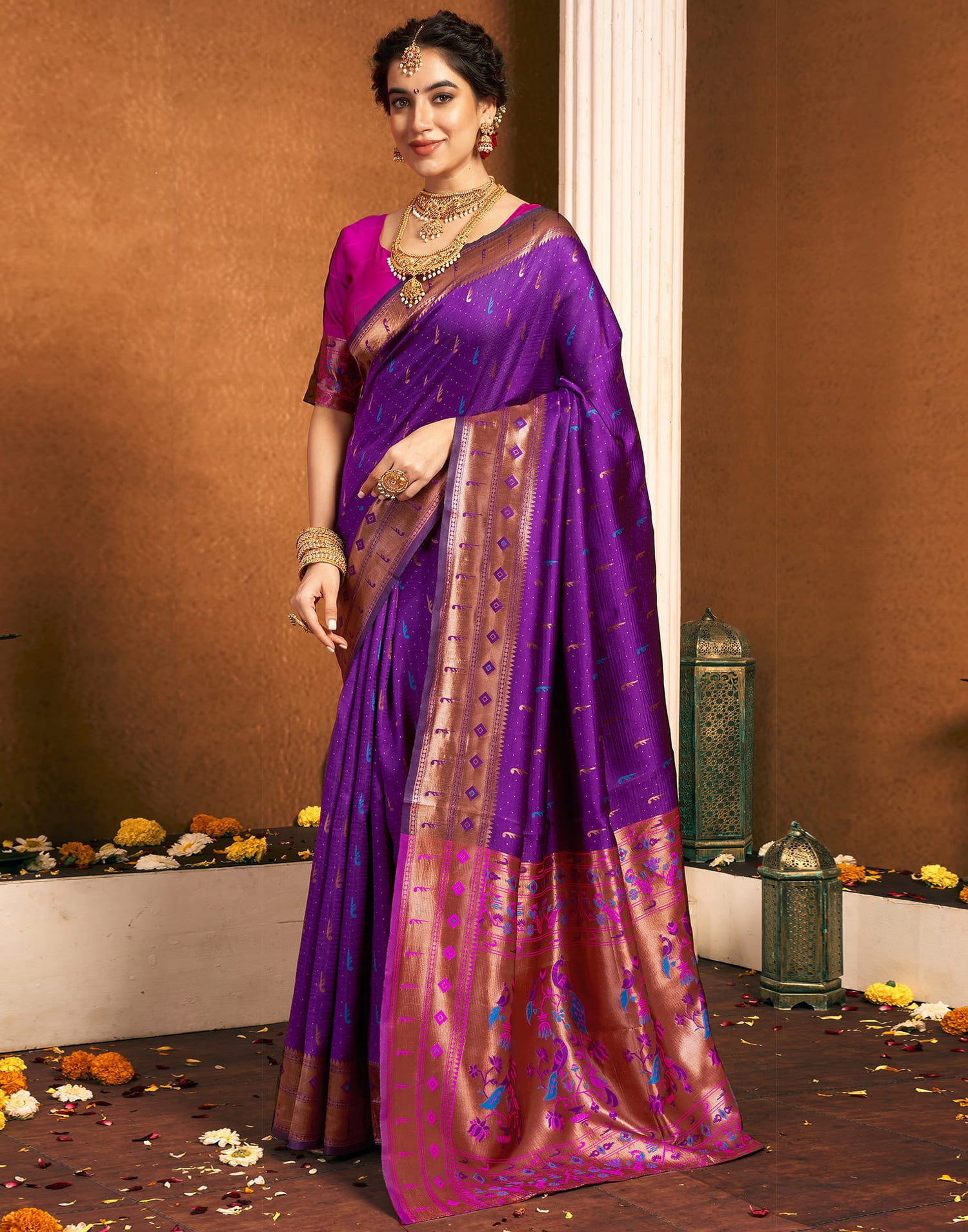 Dark Purple Silk Woven Paithani Saree