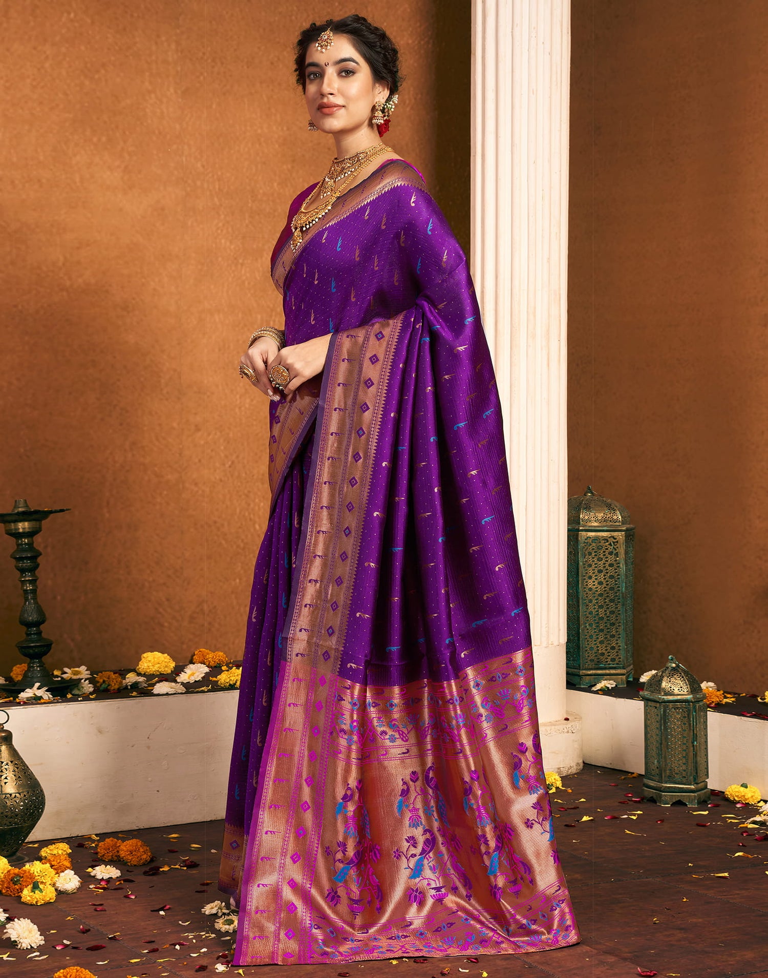 Dark Purple Silk Woven Paithani Saree